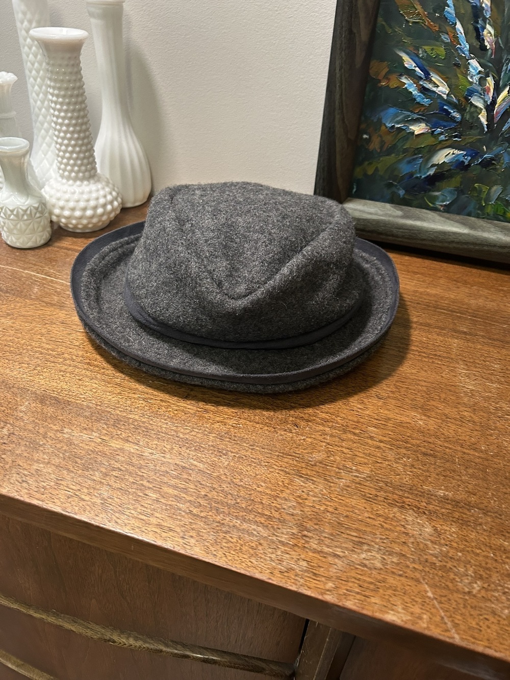 Lillie & Cohoe Gray 100%  Wool Felt Fedora Hat Trilby